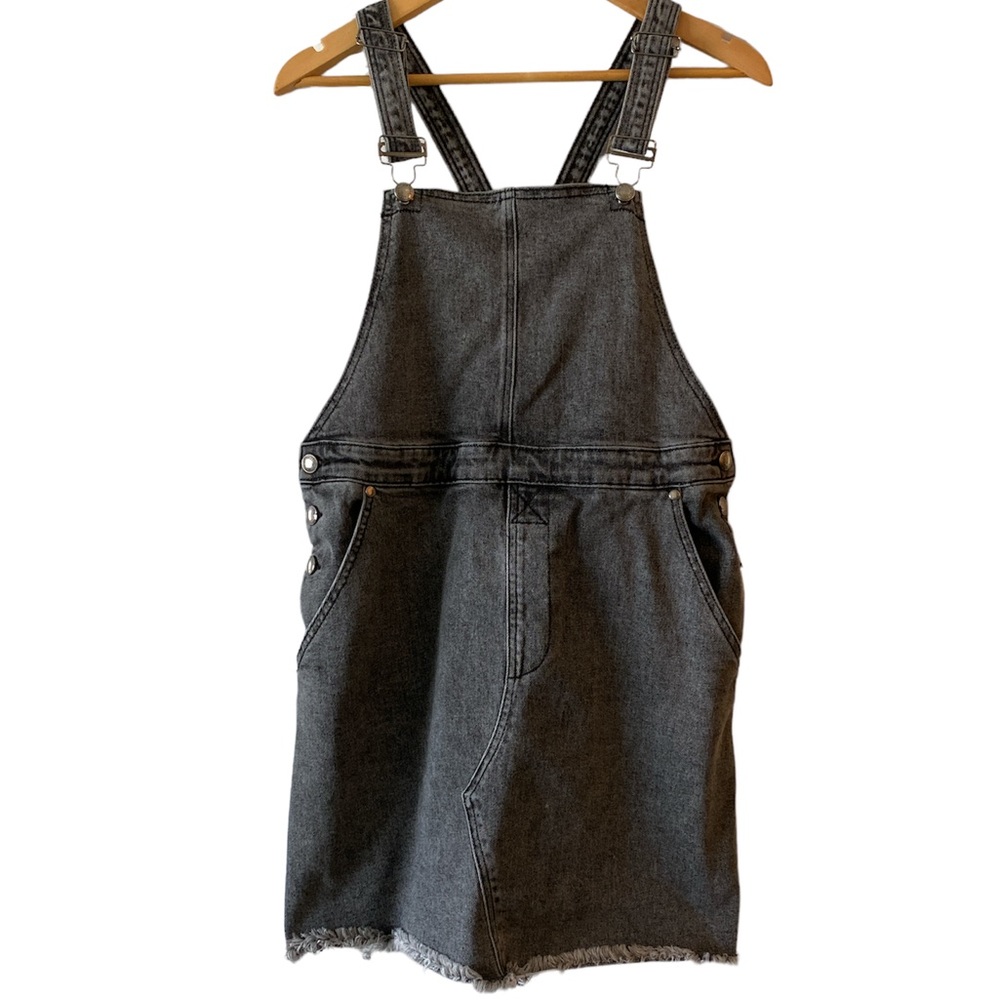 Listicle Gray Denim Pinafore Overall Dress Size M